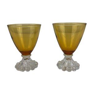 Berwick Boopie Amber Anchor Hocking Liquor Cocktail Glasses 3-3/4 in Set of 2
